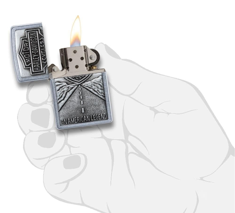 Personalized Zippo Harleey-Daviddson Windproof Oil Lighter Engraving - Christmas, Halloween & Valentines Day Gift (Silver Eng)