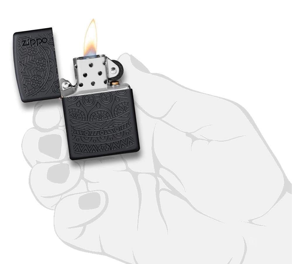 Zippo Gothic Window Design Armor® Black Ice® Pocket Lighter