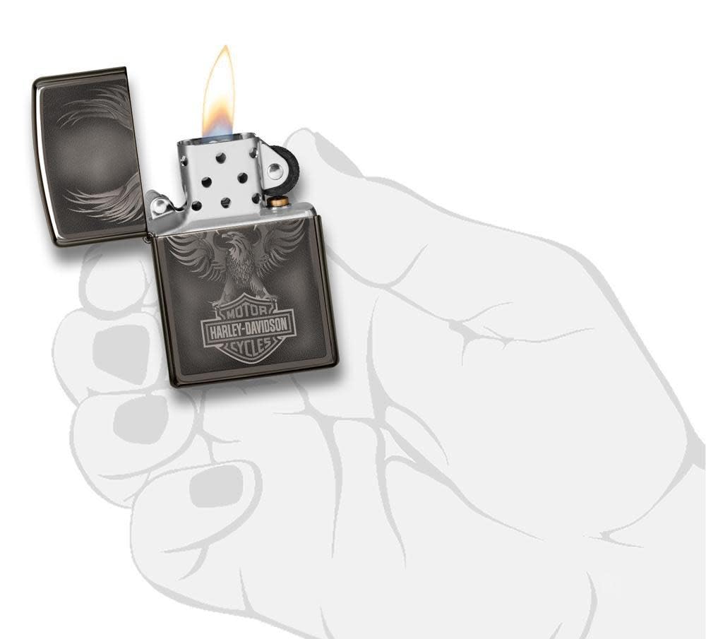 Personalized Zippo Harleey-Daviddson Windproof Oil Lighter Engraving - Christmas, Halloween & Valentines Day Gift (Silver Eng)