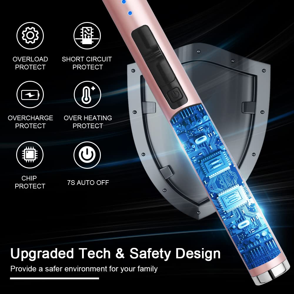 MeeToo Candle Electric Lighter Rechargeable USB Type-C Lighters for Candle Christmas Kitchen Camping Party, Gifts for Wife Women Men Nana Black