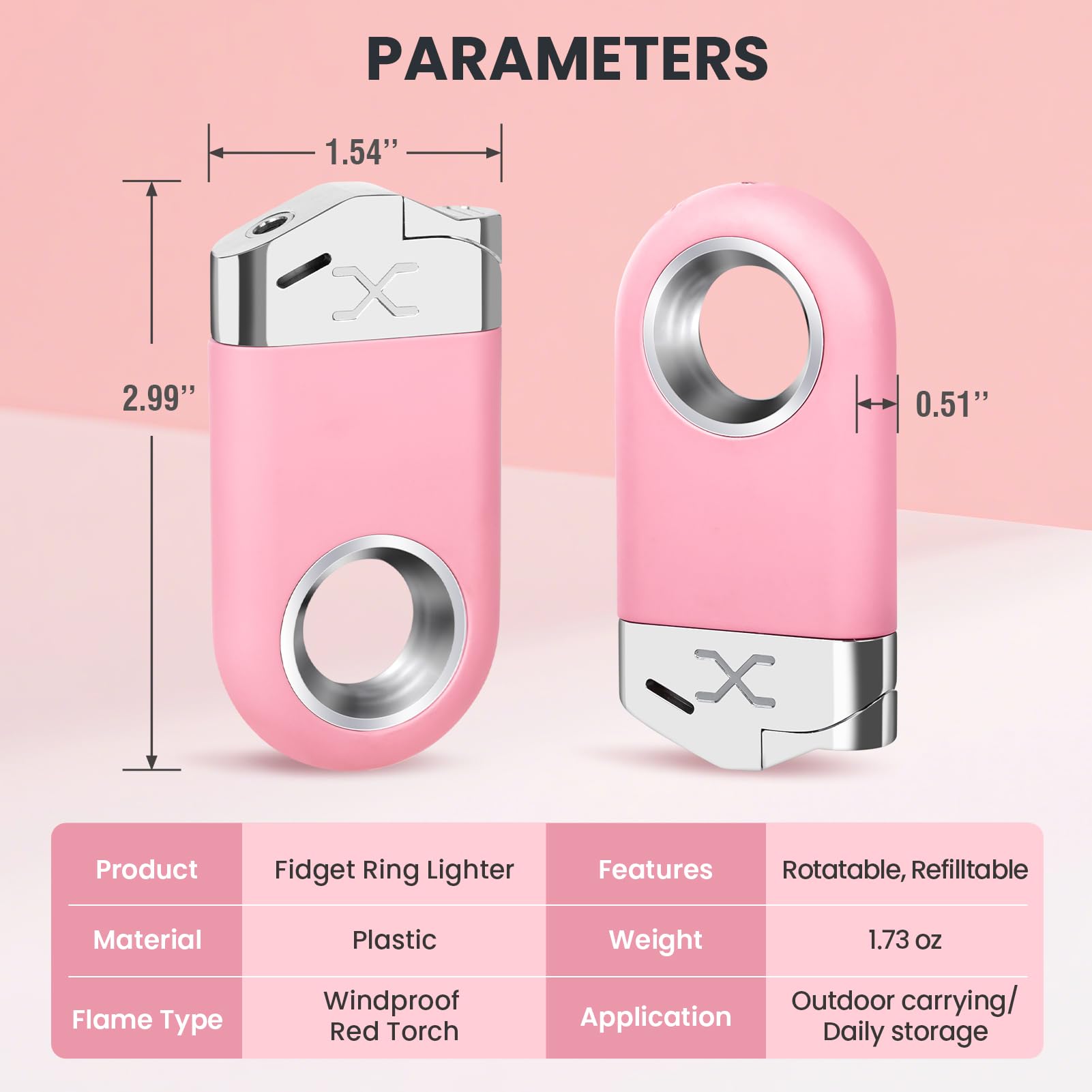 Cool Butane Torch Lighter, Funny Keychain Lighters for Candle BBQ, Refillable&Adjustable EDC Pocket Lighter with Windproof Jet Flame, Unique Gifts for Men Women (Black)