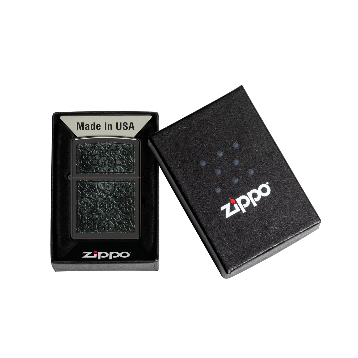 Zippo Gothic Window Design Armor® Black Ice® Pocket Lighter