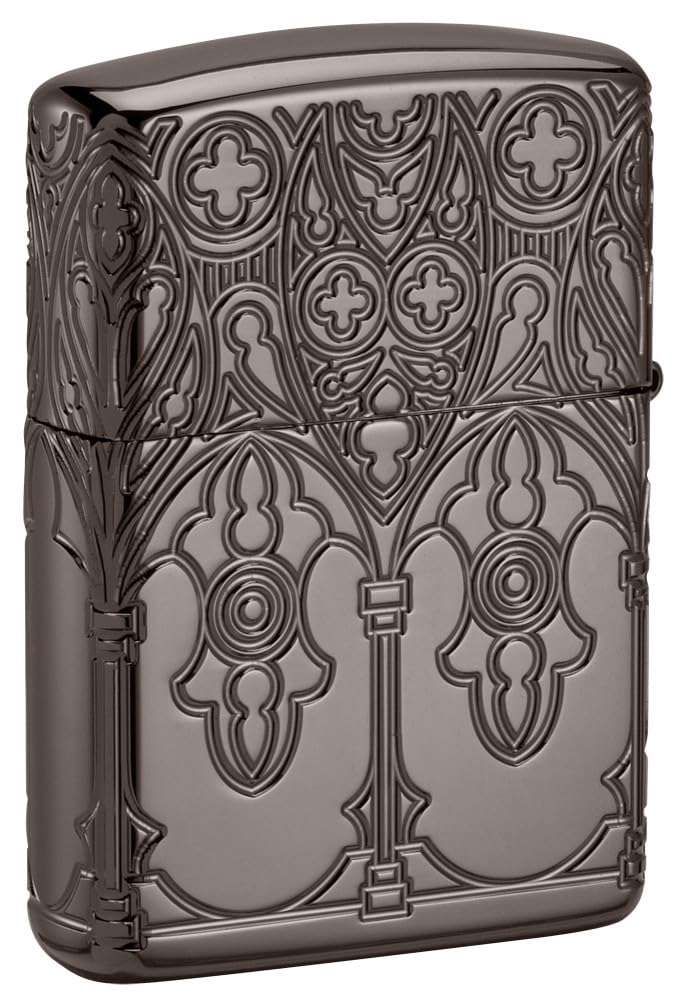 Zippo Gothic Window Design Armor® Black Ice® Pocket Lighter