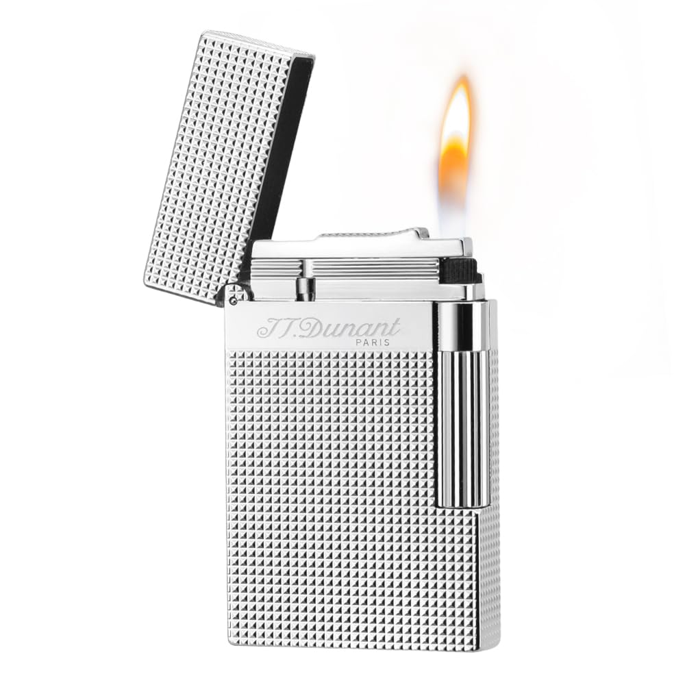 Classic Diamond Head Lighter, Ligne 2 Lighters, Adjustable Soft Flame, Ping Sound, Gift for Men Dad Boyfriend (Gold Single Flame)
