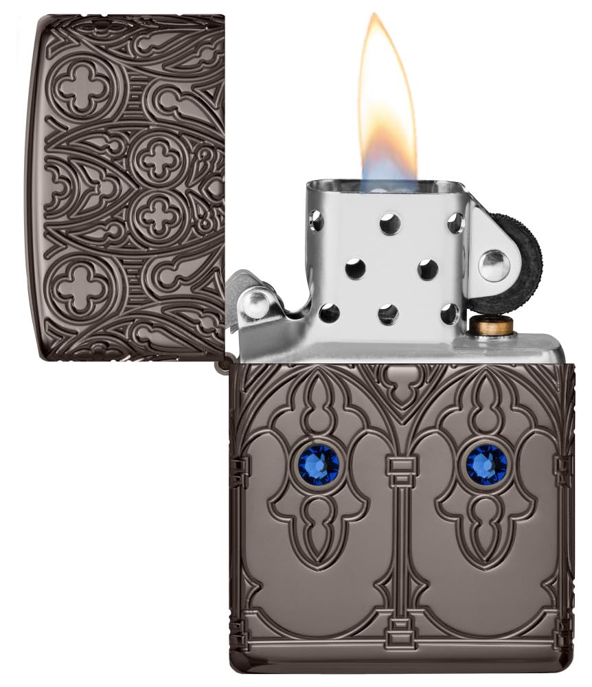 Zippo Gothic Window Design Armor® Black Ice® Pocket Lighter