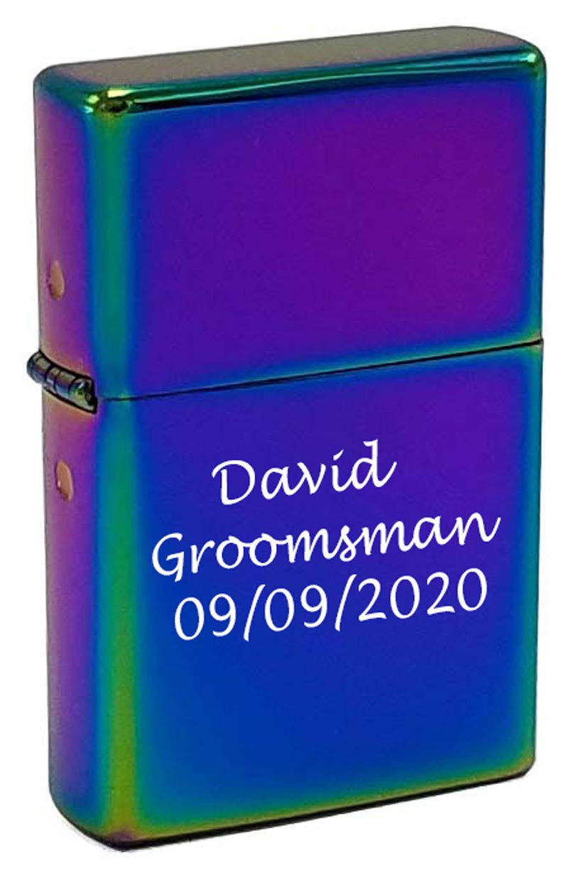 Groomsman Personalized Windproof Lighter - Free Laser Engraving for Him Husband Father Groomsmen Boyfriend Silver Dad (Indigo Blue) - Christmas, Halloween & Valentines Day Gift