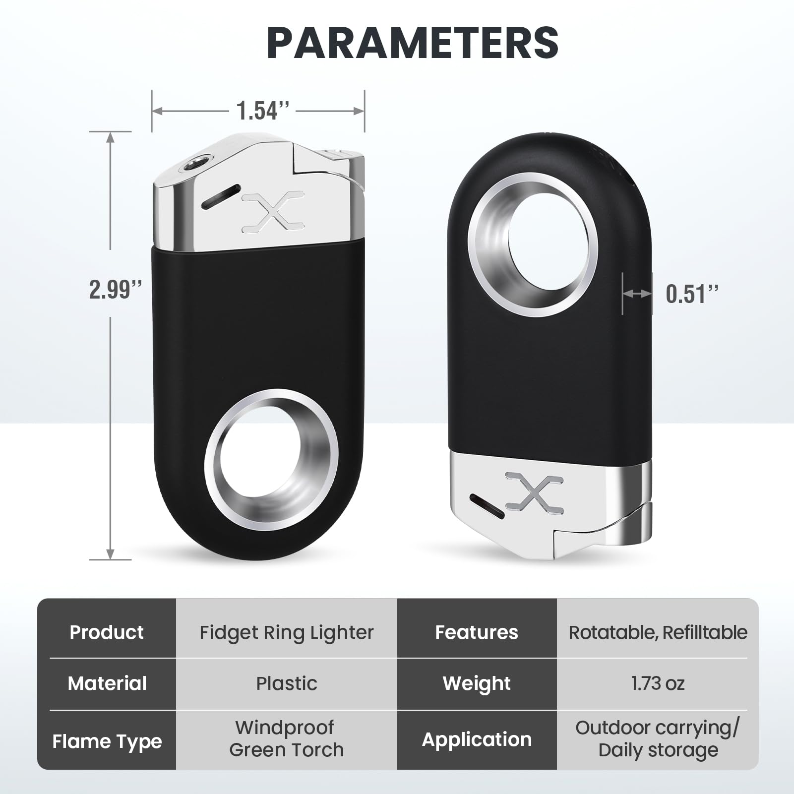 Cool Butane Torch Lighter, Funny Keychain Lighters for Candle BBQ, Refillable&Adjustable EDC Pocket Lighter with Windproof Jet Flame, Unique Gifts for Men Women (Black)