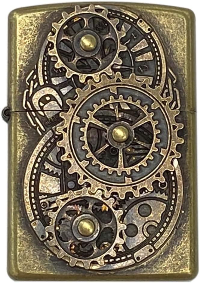 Zippo Lighter Antique Gear Metal Brass Barrel