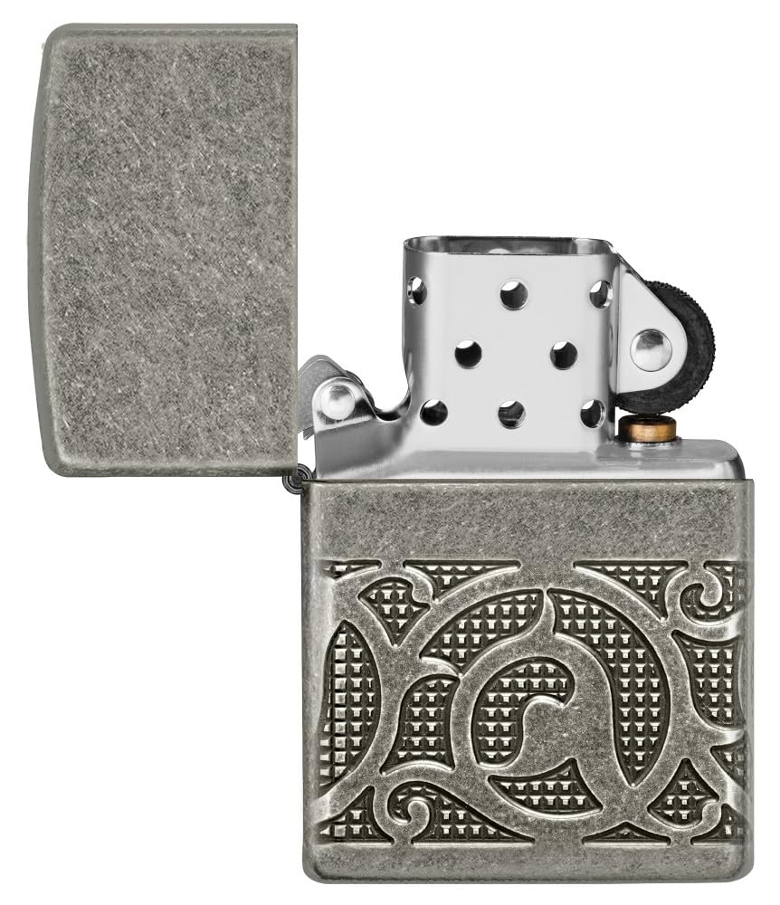 Zippo Gothic Window Design Armor® Black Ice® Pocket Lighter