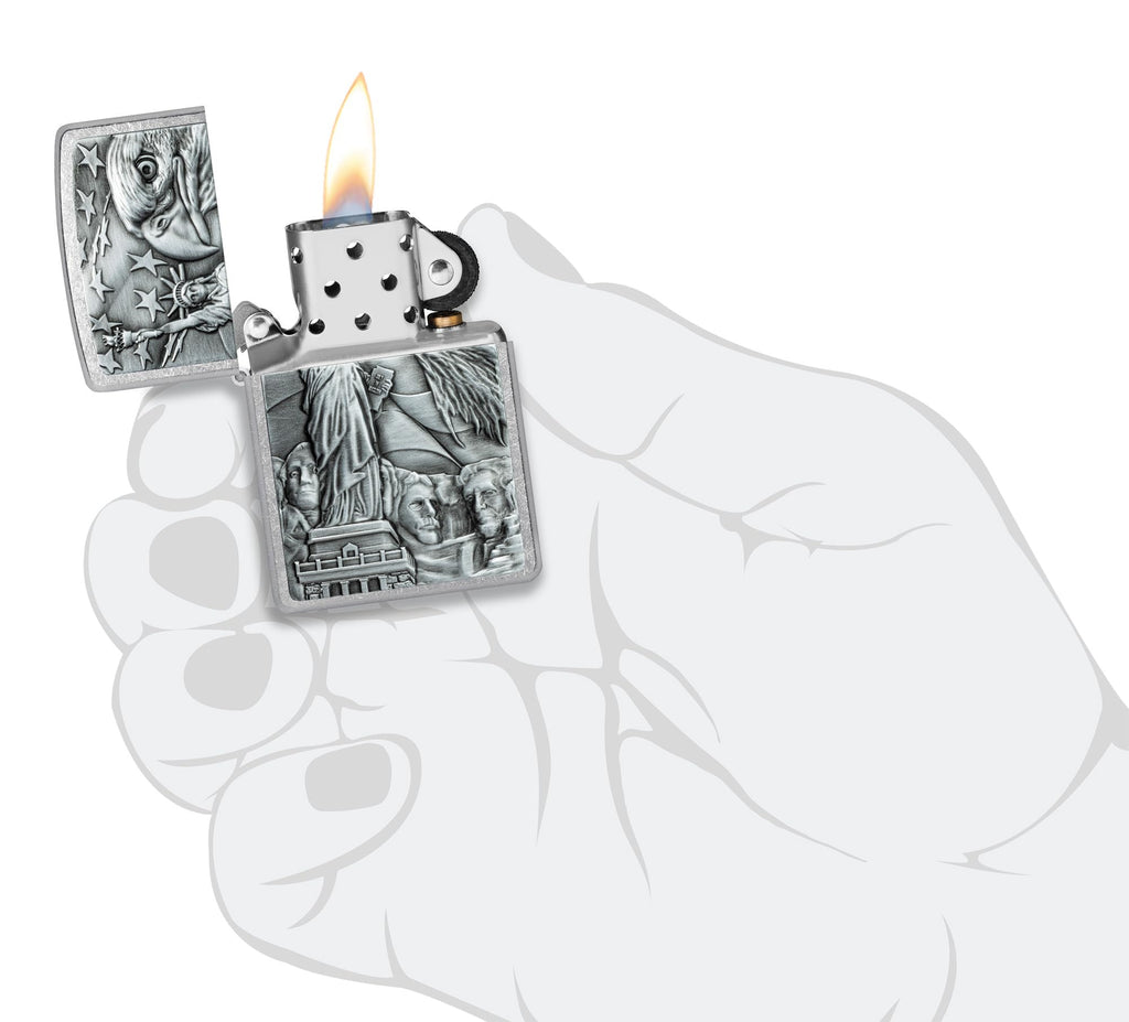 Zippo American Icons Emblem Street Chrome Pocket Lighter