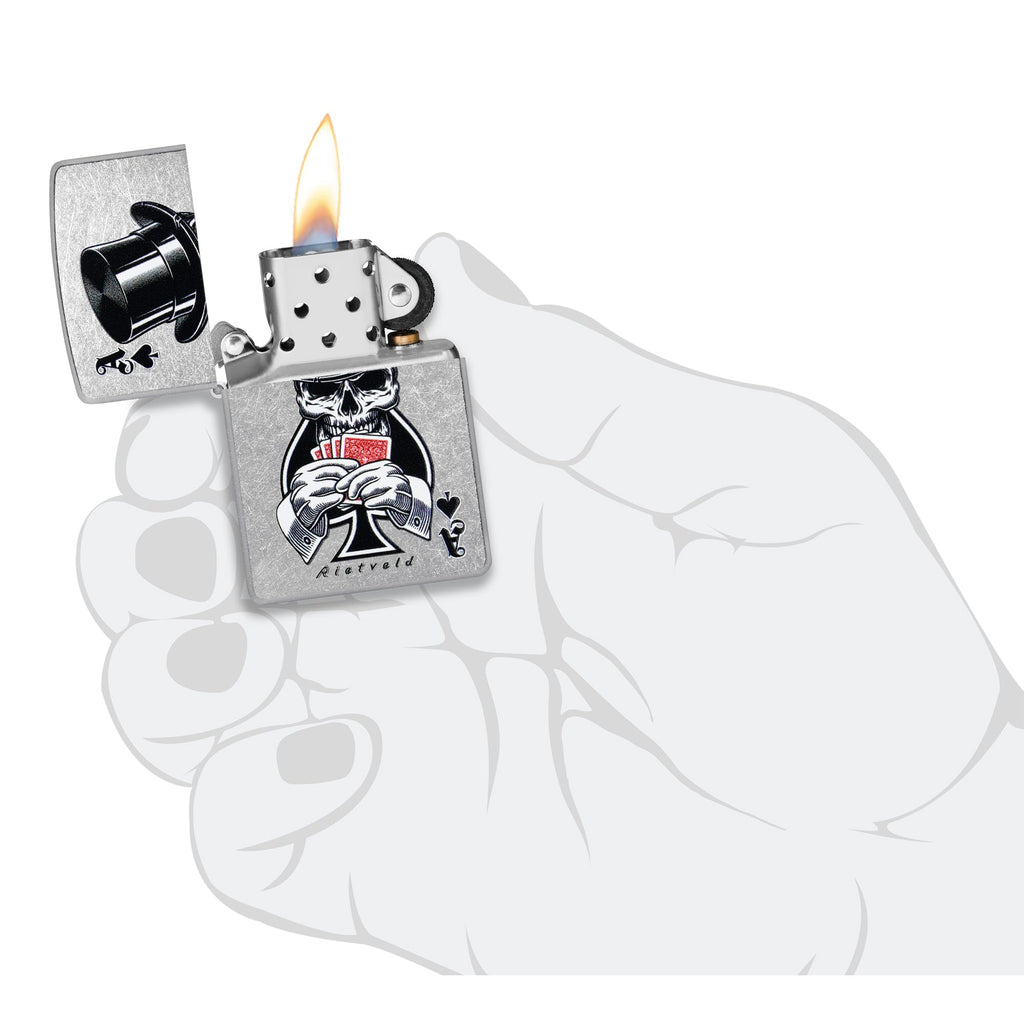 Zippo Rietveld Ace of Spades Design Street Chrome Pocket Lighter