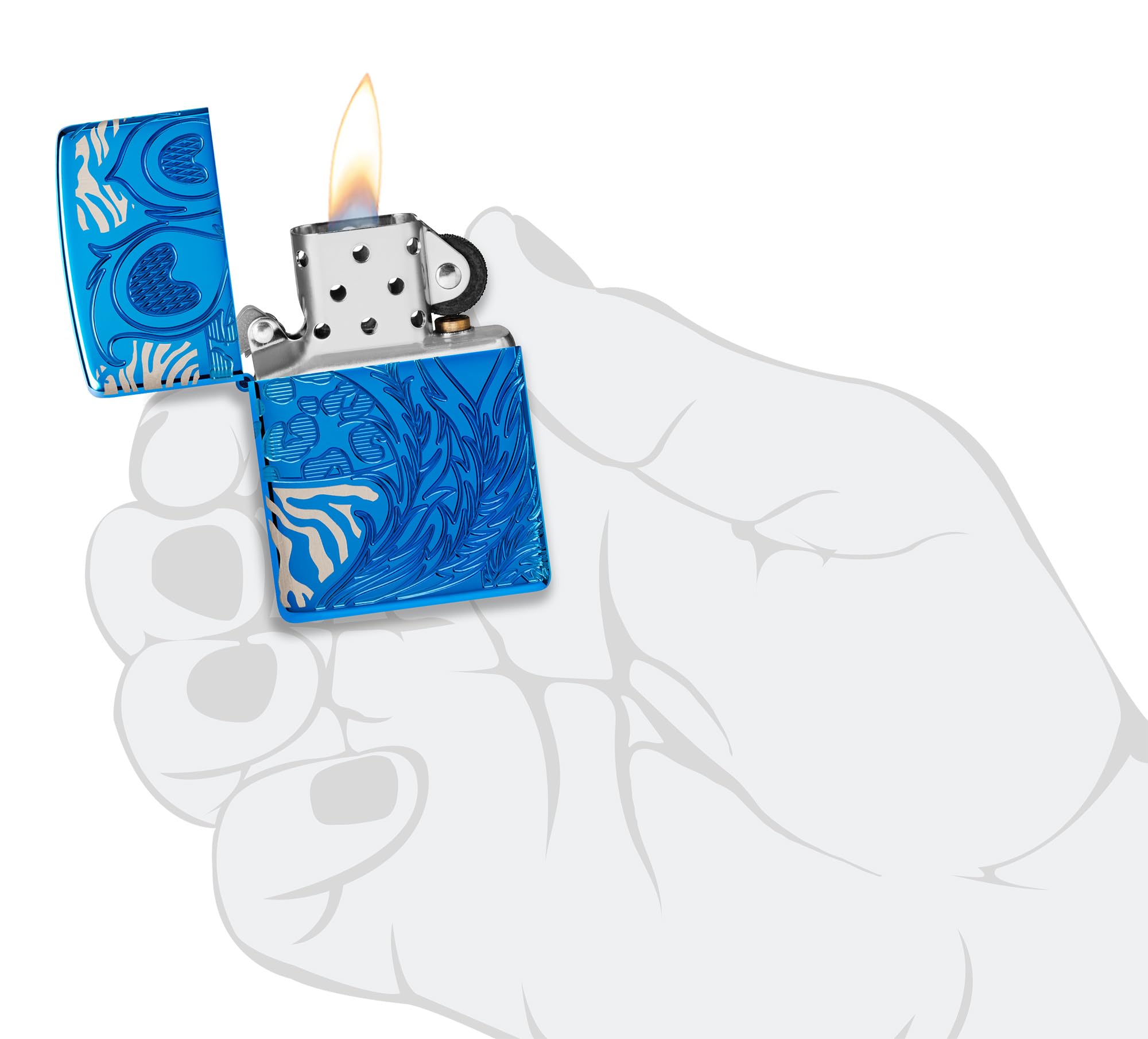Zippo Animal Flair Design Armor High Polish Blue Pocket Lighter