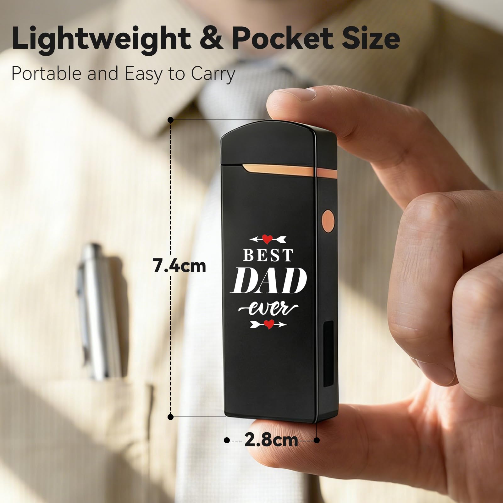 Coquimbo Fathers Day Dad Gifts for Men Him Husband from Daughter Son Wife, Electric Lighter USB Rechargeable Windproof Flameless Dual Arc Plasma Lighters for Candle Incense Camping (Black)