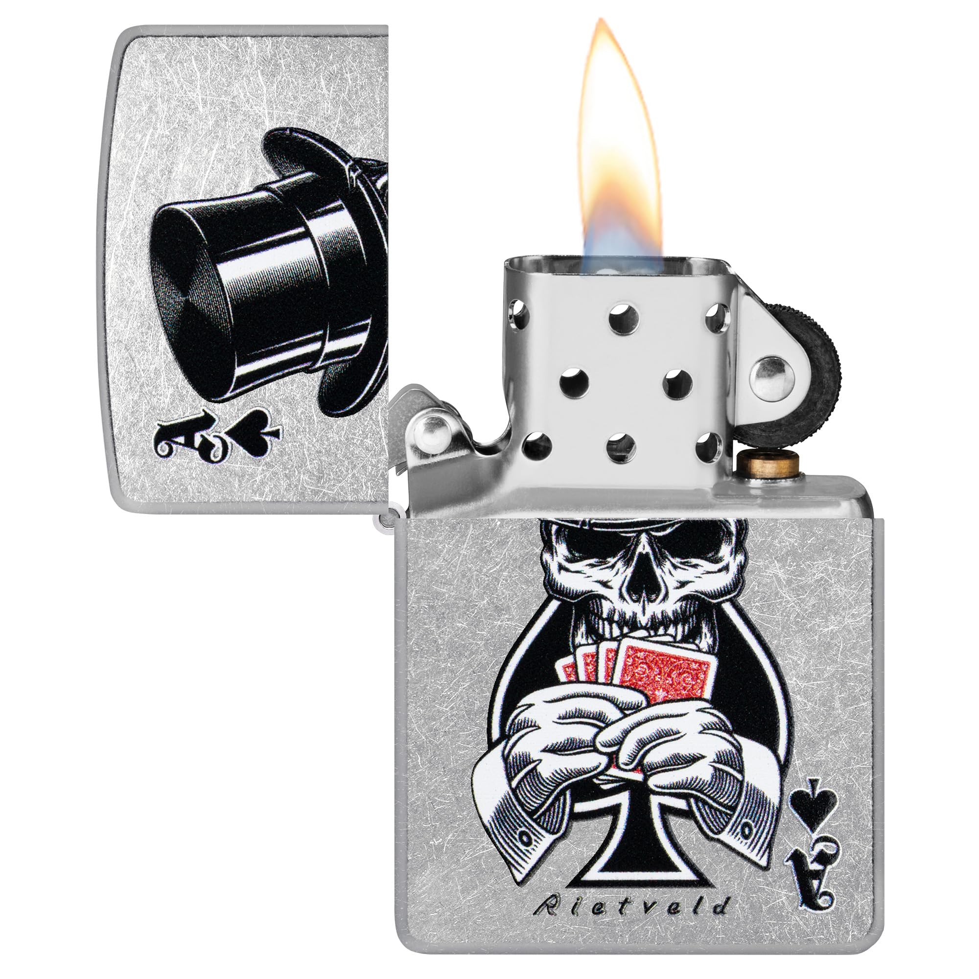 Zippo Rietveld Ace of Spades Design Street Chrome Pocket Lighter
