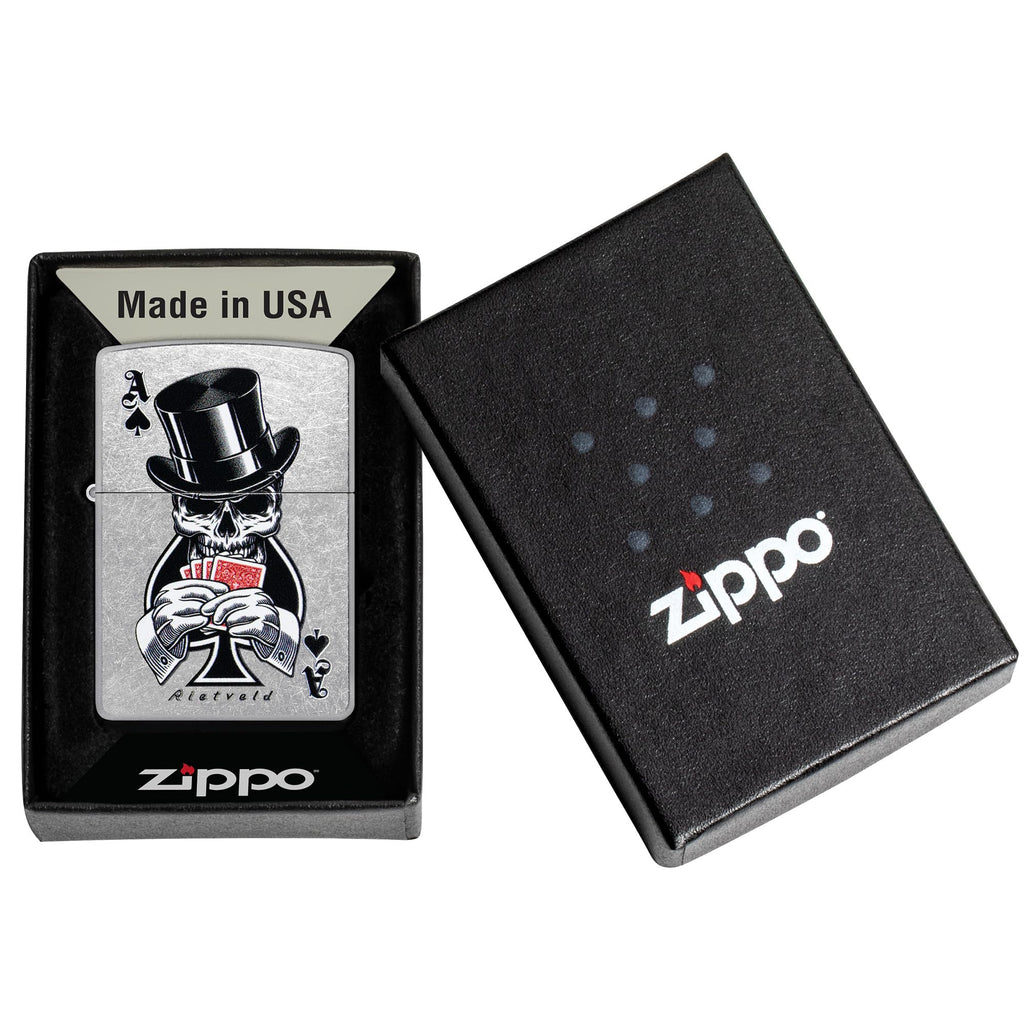 Zippo Rietveld Ace of Spades Design Street Chrome Pocket Lighter