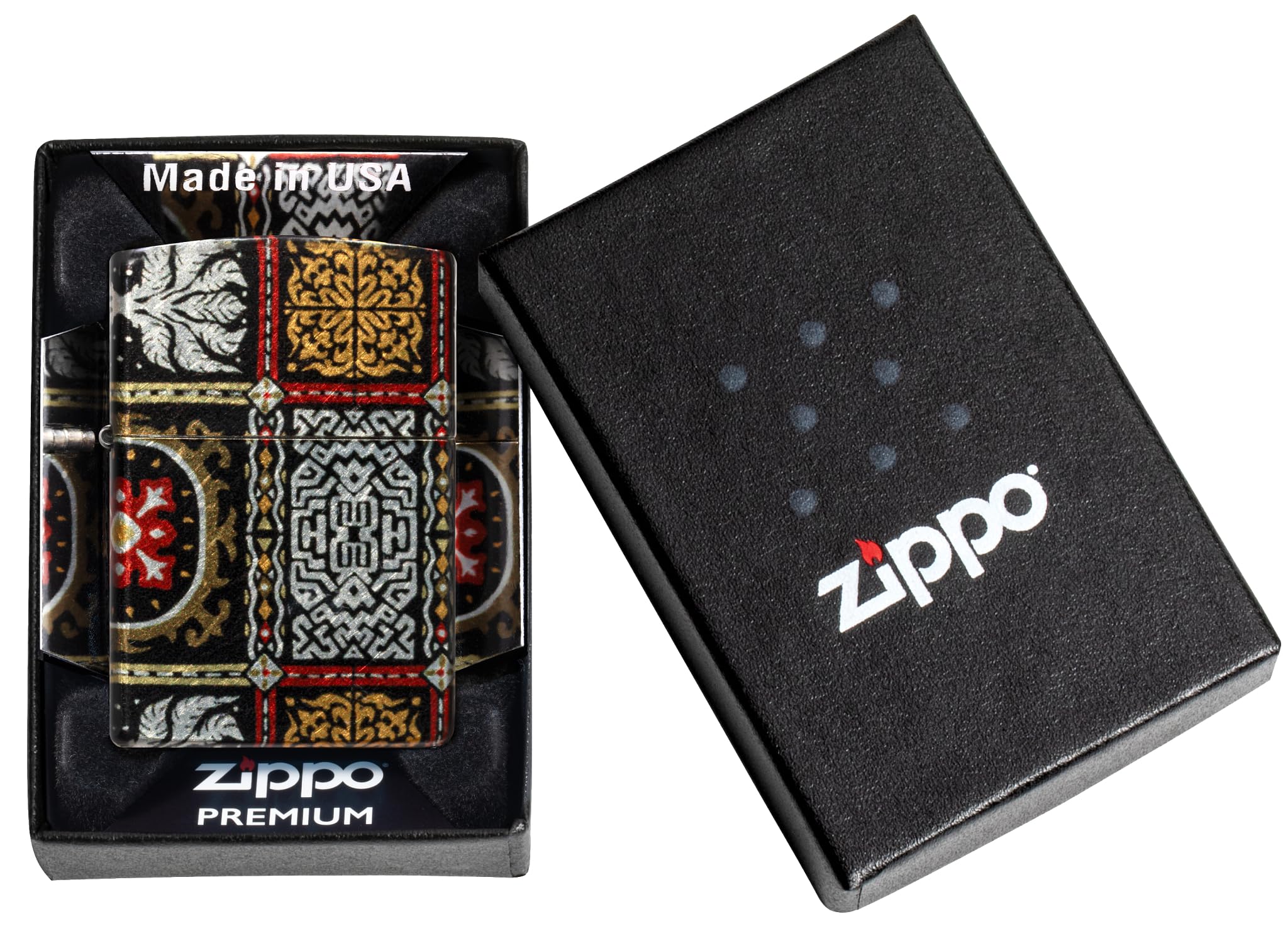 Zippo Gothic Window Design Armor® Black Ice® Pocket Lighter