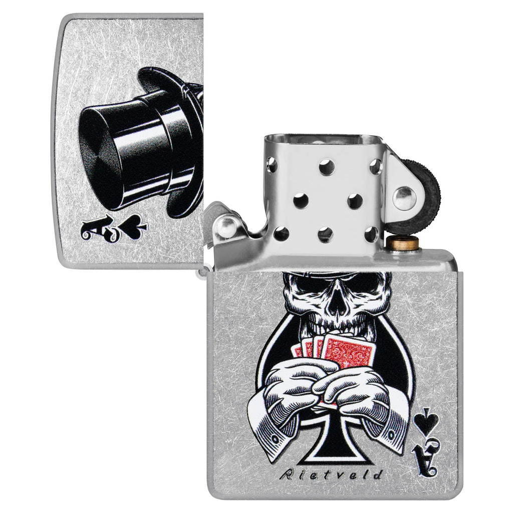 Zippo Rietveld Ace of Spades Design Street Chrome Pocket Lighter