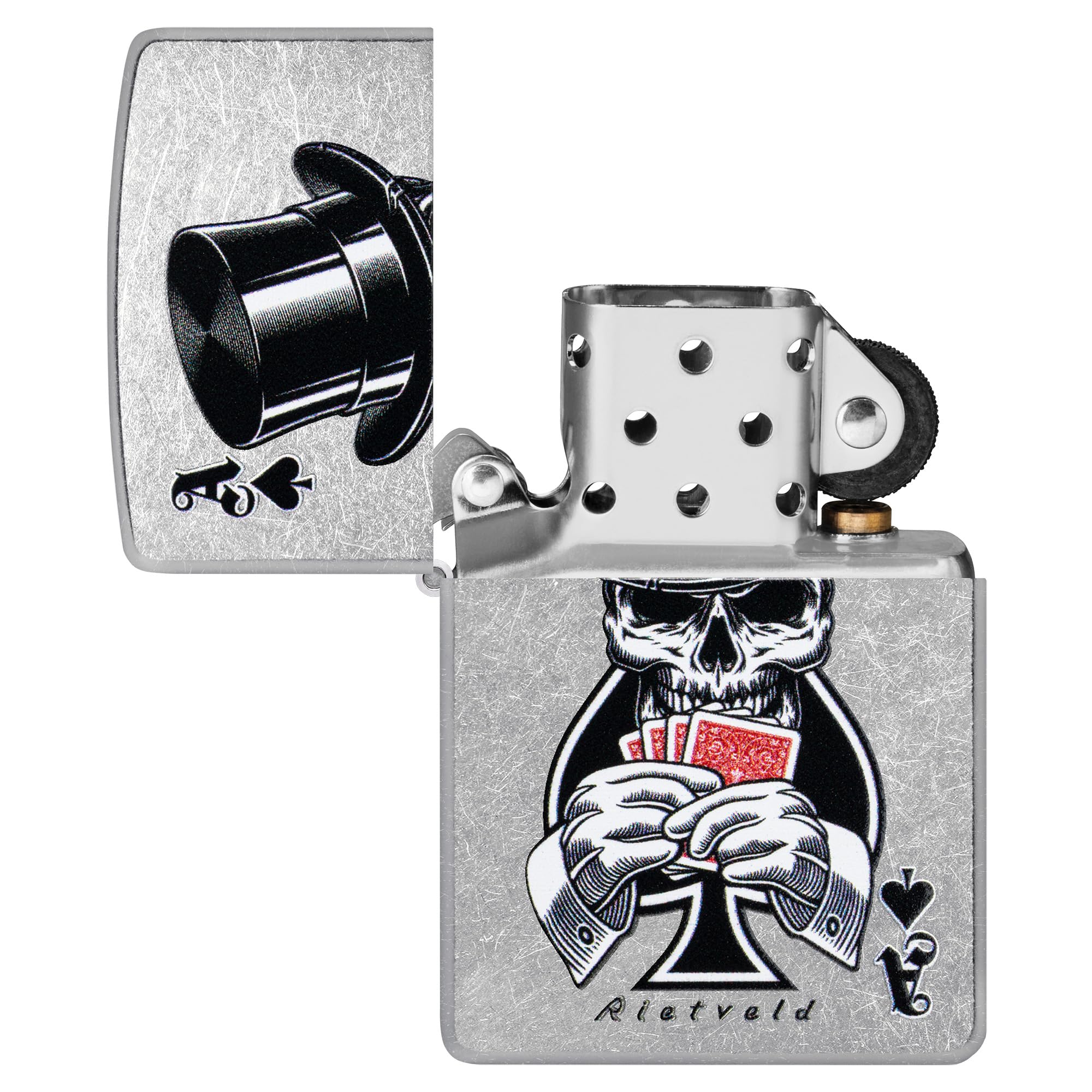 Zippo Rietveld Ace of Spades Design Street Chrome Pocket Lighter
